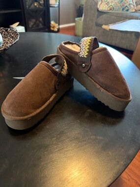 MIA Brown Slip-On Mule with Decorative Trim